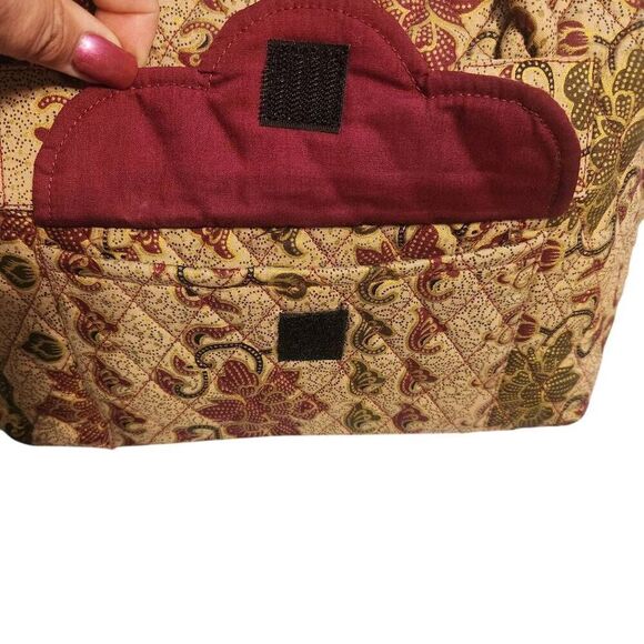 Naples Bag Company gold patterned Quilted top zip tote purse twisted handle - Picture 7 of 9